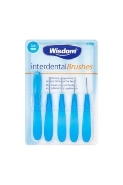 Interdental Brush with Cap Blue Color Wisdom - 5 Pcs | Size 0.6