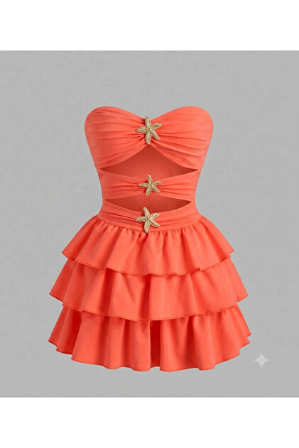 orange starfish dress Aqua Beach Summer Sun Dress Cover Up Starfish Anchors Orange Size L Vacation