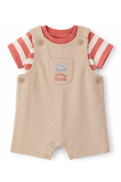 Carters Baby Boy Ship Themed Striped Salopet Set 6-24 Months Khaki