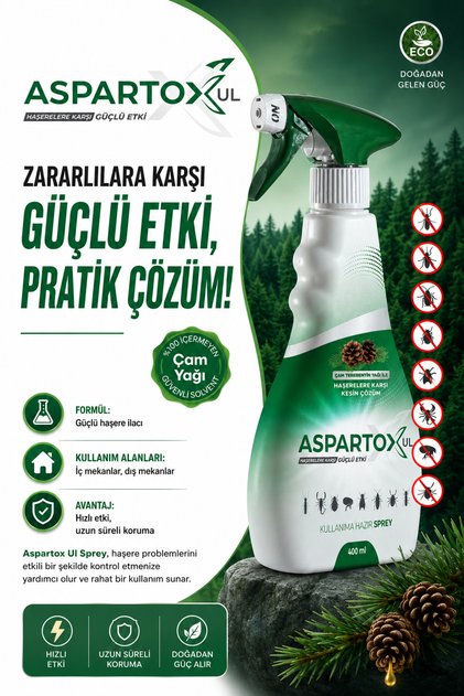 ASPARTOX Ul 400ml Genel Haşere Çözümü ÇAM Kokulu Sprey