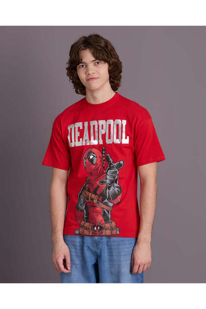 Senior Boys Red Deadpool Print T-Shirt