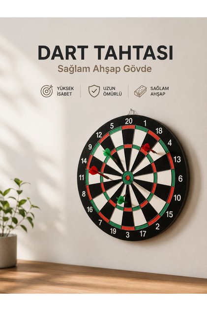 Dart Board with a Sturdy Wooden Body Suitable for Use in Homes, Offices, and Play Areas