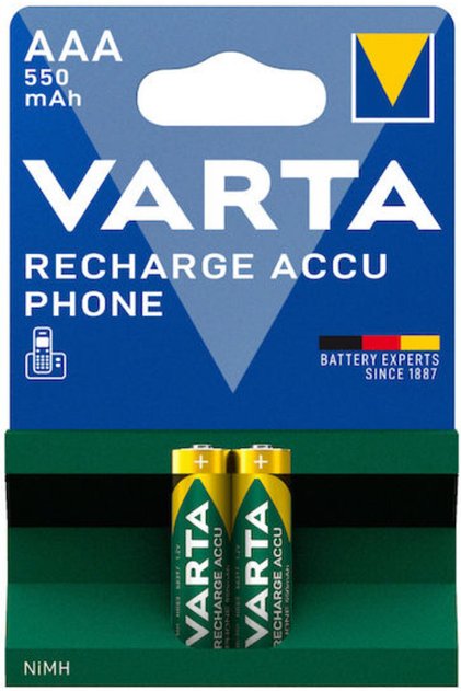 Επαναφορτιζόμενη Μπαταρία Τηλεφώνου AAA Ni-MH 550mAh 1.2V 2 τεμάχια