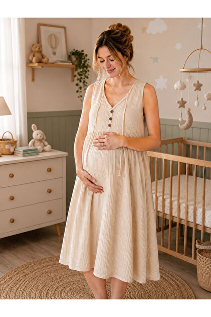 cream maternity dress Grayson Maxi in this dress hugs your shape for a beautiful silhouette while offering plenty of room to move Cream Pleated V Neck Maternity