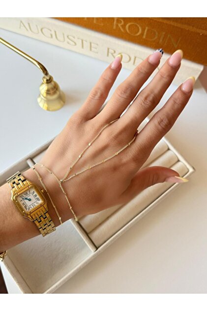 Thin Chain Shahmeran Finger-Linked Bracelet for Women, Waterproof, Non-Tarnish, Gift
