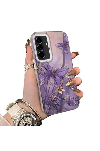 Samsung Galaxy A56 Compatible Silicone Edge Hard Back Case Couple Phone Case Butterfly Pattern