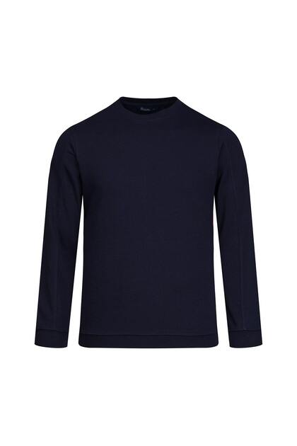 Navy Blue Regular Fit Crew Neck 100% Cotton Sweatshirt