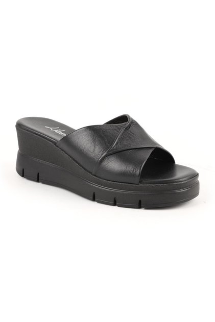Women's Slippers Daily Genuine Leather Padded Sole Medium Heeled Anatomical Mother Shoes L060.281