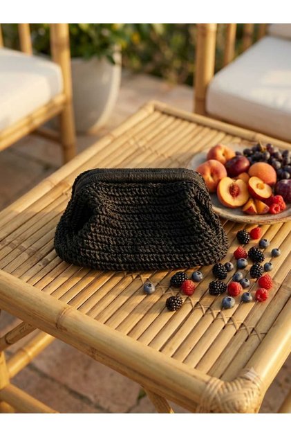 Gift for Special Occasions Stylish Small Size Hand-Knitted Black Bag