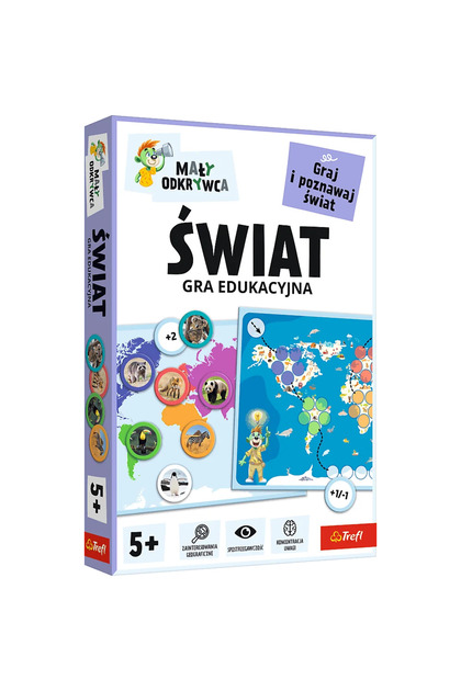 Joc educativ Maly Odkrywca, 3 planszetki cu harta lumii, 42 jetoane, multicolor