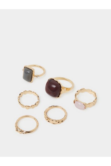 Set of 6 - Stone Detail Rings