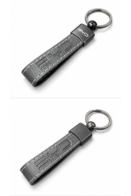 Byd Leather Keychain Black with Car Logo Auto Key Accessory Stylish Design with Metal Ring