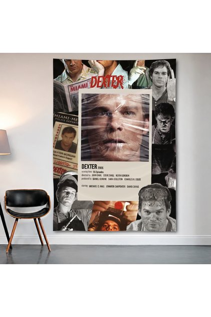 Dexter Collage Wall Covering Wall Tapestry First Quality Satin Fabric Poster