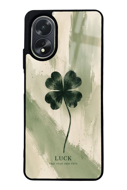 Oppo A38 Glossy Phone Case with Lucky Sage Clover Design