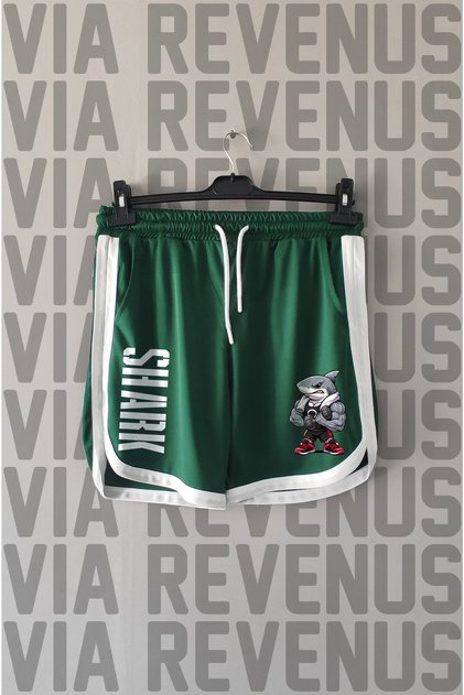 Fitness Shark Printed Unisex Retro Varsity Sports Training Shorts