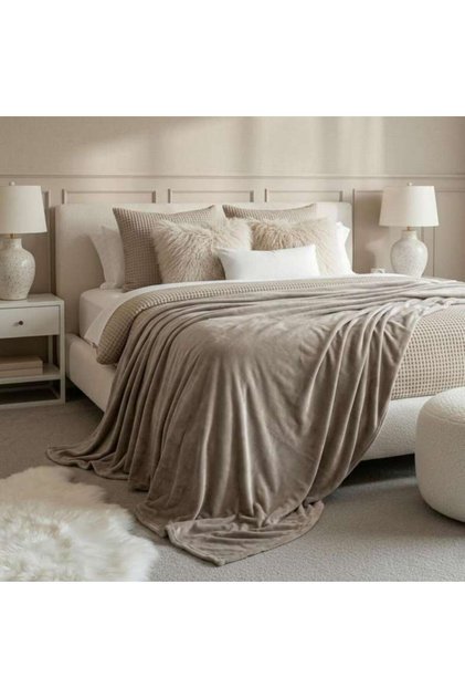 Purecomfort Solid Flannel Blanket 220x240cm - Beige