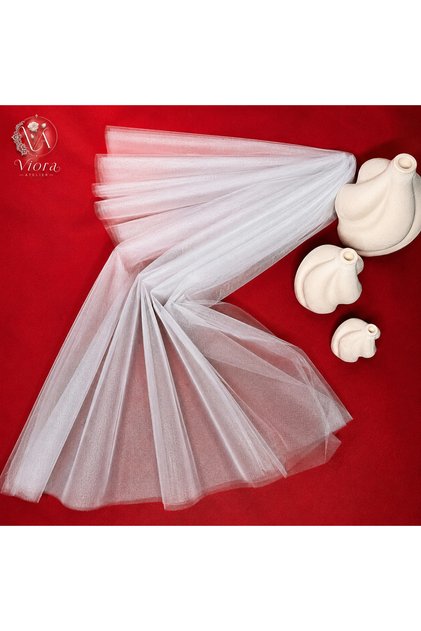 Beyaz Süsleme Tülü, Hayal Tül Bohça Çeyiz Gelin Damat Söz Nişan Nikah Kapı Valiz Hediye Süsü, 100x300cm