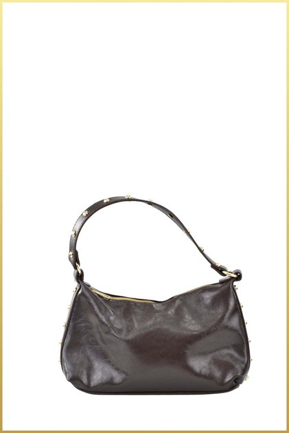 Bellis Staple Detailed Baguette Hand and Shoulder Bag - Bitter Brown