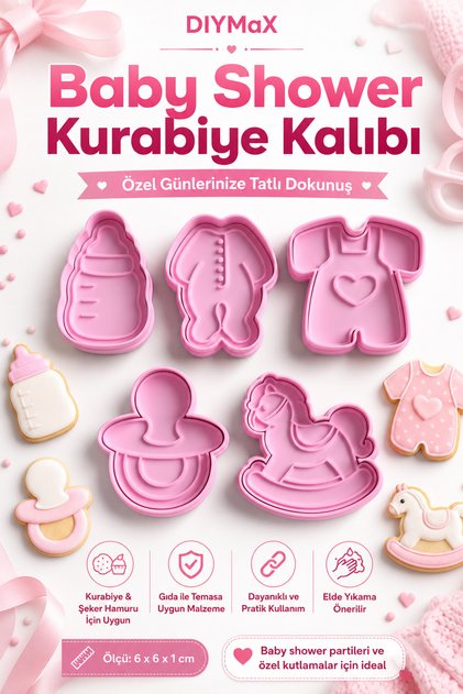 Baby Shower Cookie Mold Figured Sugar Paste Cutter 5 Piece Set