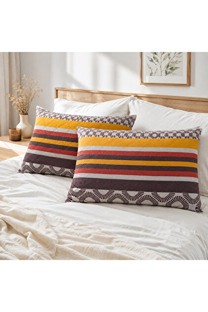 Set de 2 perne matlasate 50x70 cm, 630 g/buc, decor geometric 010