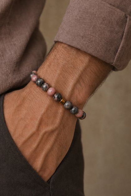 Rodonite Men's Bracelet |   Balance & Relationship Healing |   Natural Stone