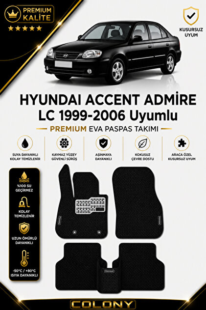 Hyundai Accent Admire/Milenyum Uyumlu EVA Paspas Tam Set–Araca Özel,Kolay Montaj,Su Geçirmez