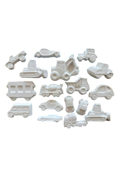 Set de figurine din ipsos pentru pictat, Mașini x 17, ~9 cm