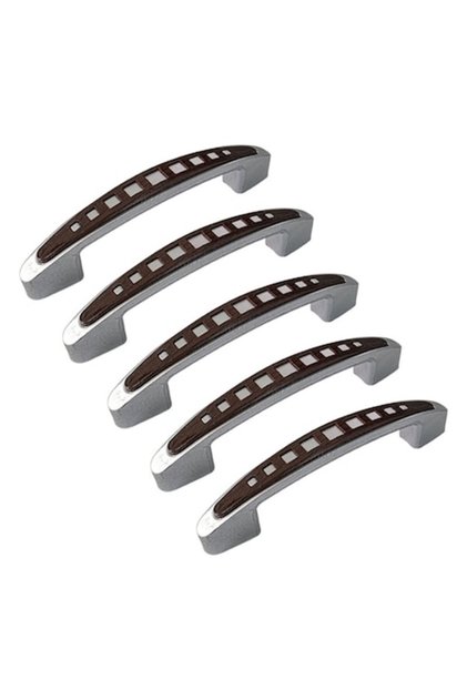 Set de 5 mânere din plastic, WJS-317, lungime 129 mm, distanța între găuri 96 mm, maro închis
