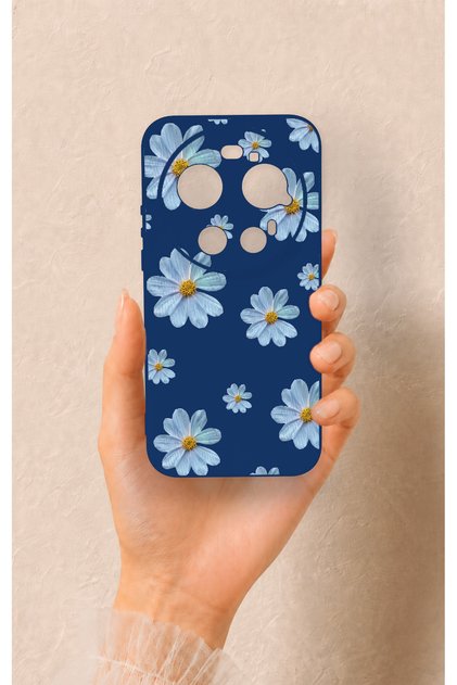 Xiaomi Mi 17 Ultra Compatible Blue Daisy Patterned Silicone Case
