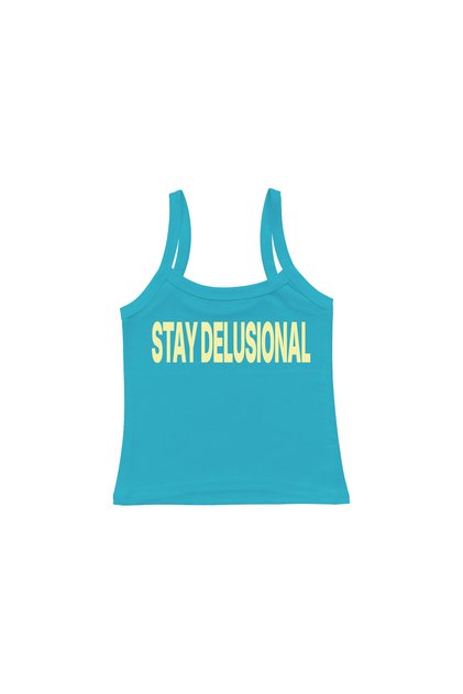 Stay Delusional Baskılı Askılı Bluz