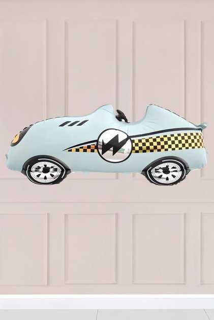Blue Retro Racing Car Foil Balloon Blue 9399