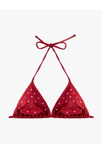 Boyundan Bağlamalı Zımbalı Üçgen Bikini Üstü