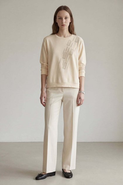 Basic Crystal Fabric Stone Blouse for Women