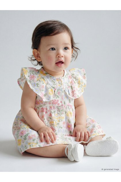 Two Mt Shop Quality Baby Girl Floral Muslin Dress