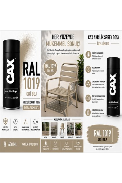 CAX AKRİLİK SPREY BOYA SANDALYE - AHŞAP BOYASI RAL KODLU