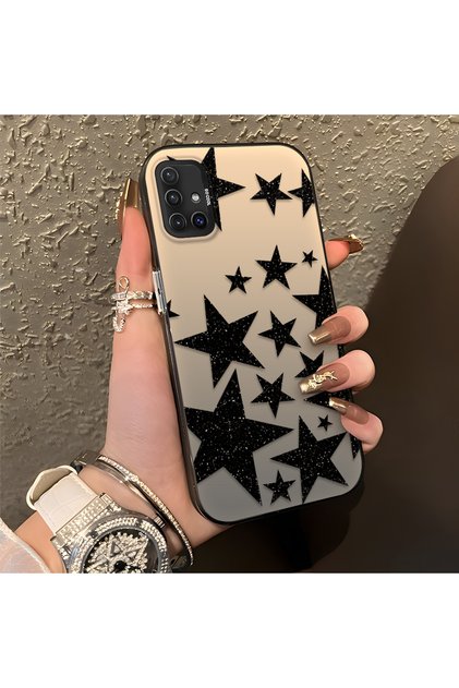 Samsung Galaxy A51 4g Compatible High Quality Flat Print Black Star Pattern Cool Silicone Case
