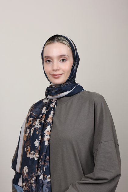 Desenli Çiçekli Şifon Şal