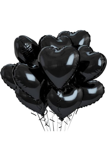 Siyah Folyo kalp balon Hava ve helyum ile uyumlu 25cm kaliteli
