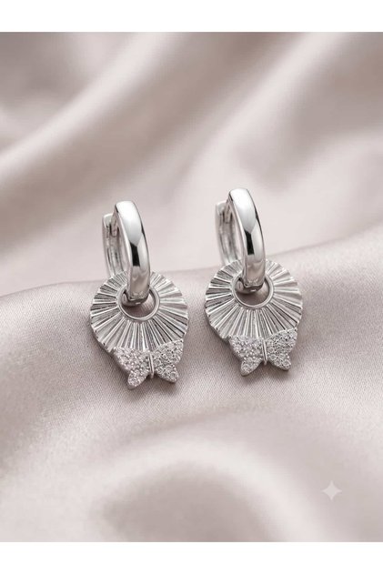Piliseli Texture Zircon Butterfly Silver Color Earrings