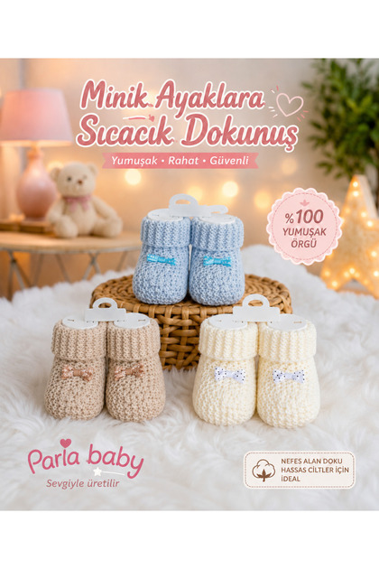 Trikolu 3 Pcs Baby Booties 0/6 Months