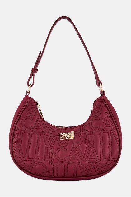 Women Brand Logo Shoulder Bag, Burgundy
