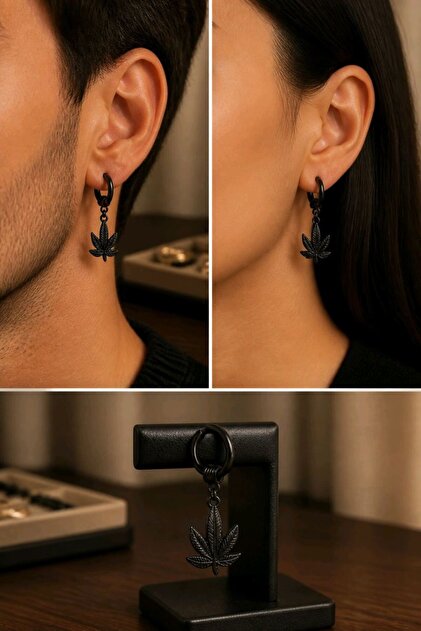 Leaf Figured Unisex Steel Earrings