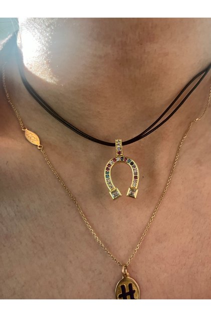 Leather String Choker with Stones