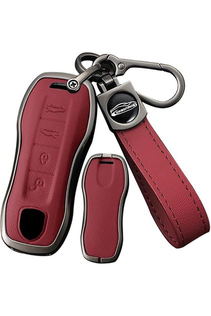 Metal & Leather 4 Button Smart Key Fob Cover Case Fit for Porsche Cayenne 2020-2025 Macan Panamera 7