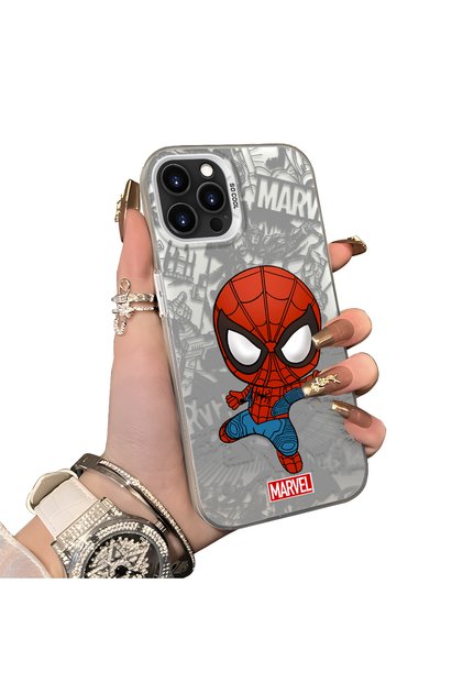 iPhone 14 Pro Max Compatible Spider Man Patterned Silicone Edge Hard Back Case Couple Phone Case