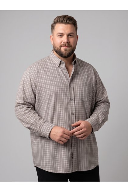 Plus Size Men's Long Sleeve Checkered Single Pocket Oversized Shirt (2XL - 3XL - 4XL)
