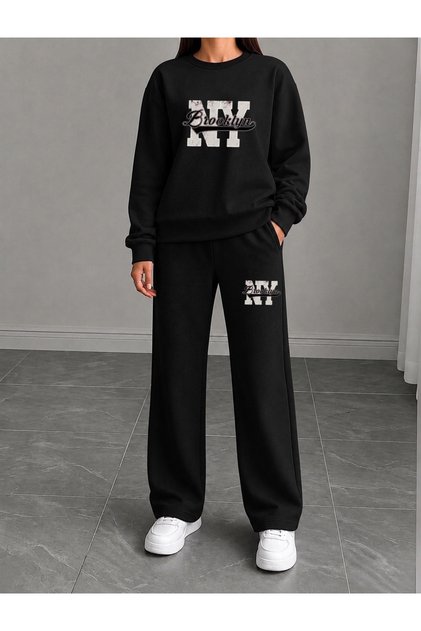 Ny Brooklyn Printed Women's Tube-Cut Collar Bottom/Top Tracksuit Set