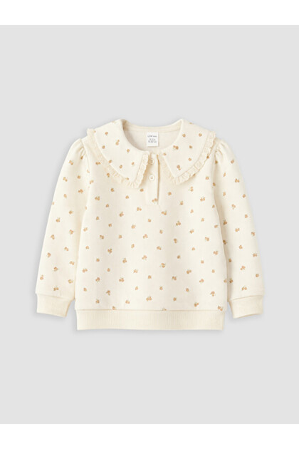 Rmz Gi̇yi̇m Farkiyla Devrik Roba Collar Printed Thick Sweatshirt for Girls