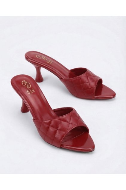 Women's quilted detail stylish summer stiletto heel mules