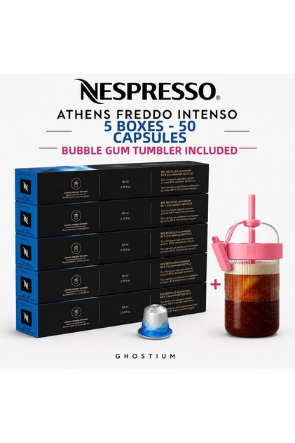 Athens Freddo Intenso 50 Capsules + Bubble Gum Tumbler Gift I Ghostium